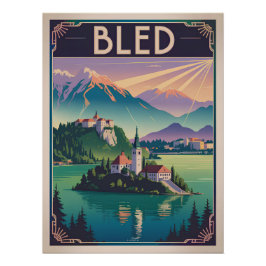 Póster Bled Eslovênia vintage