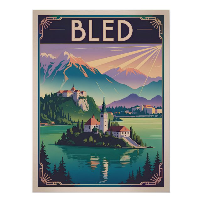 Póster Bled Eslovênia vintage (Frente)