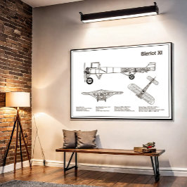 Poster Bleriot XI - Planos de desenho de projeto de avião
