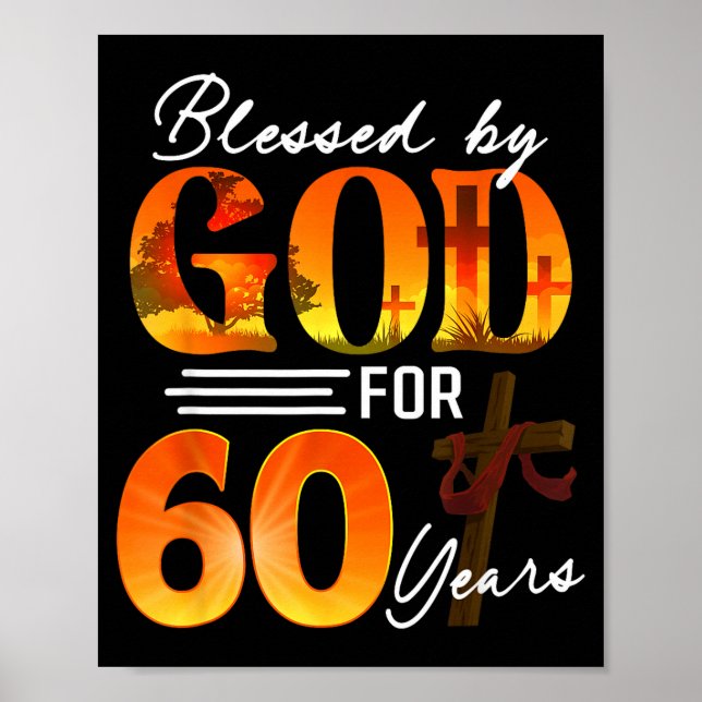 Poster Blessed By God For 60 Years Old Gift 60th Birthday (Frente)