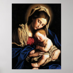 Poster Blessed Virgin Mary and Infant Child Jesus