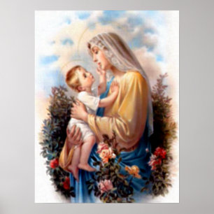 Poster Blessed Virgin Mary and Infant Child Jesus