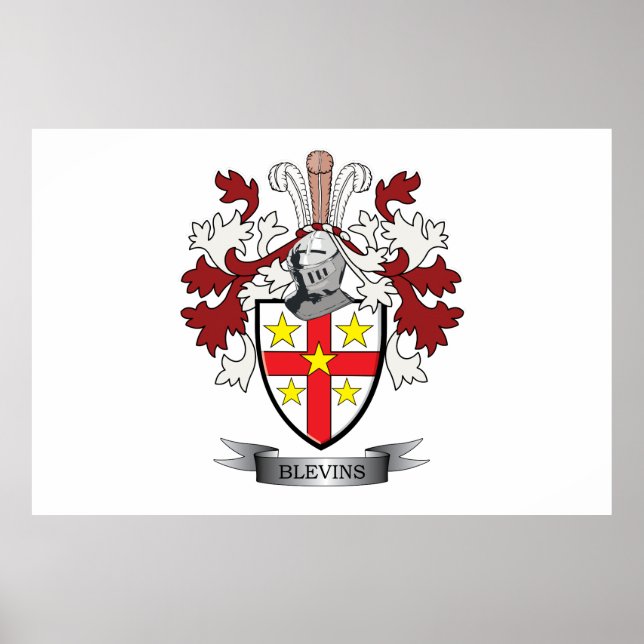 Póster Blevins Family Crest Casaco de Braços (Frente)