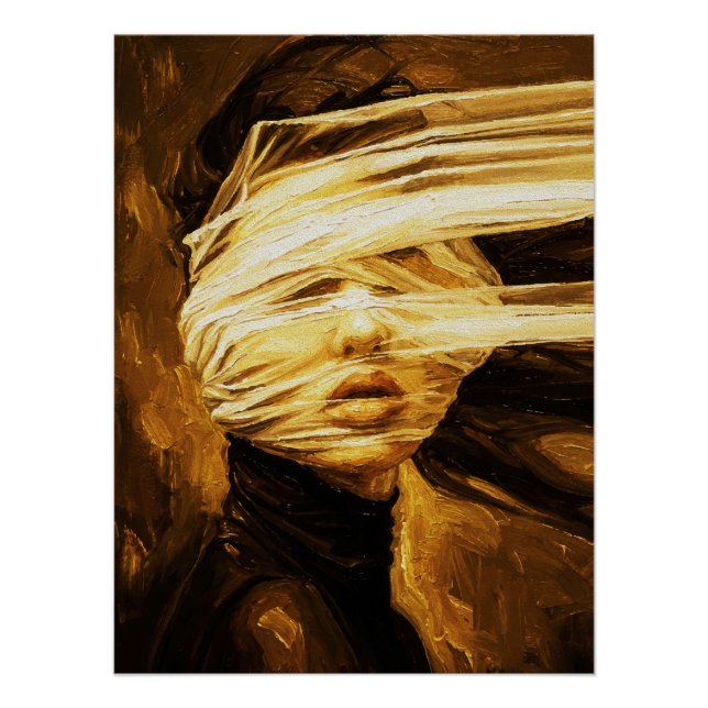 Póster Blindfolded Woman – Surreal Oil Art (Frente)