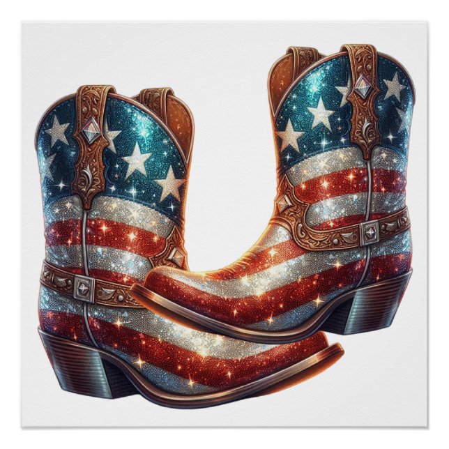 Póster Bling American Flag Boots (Frente)