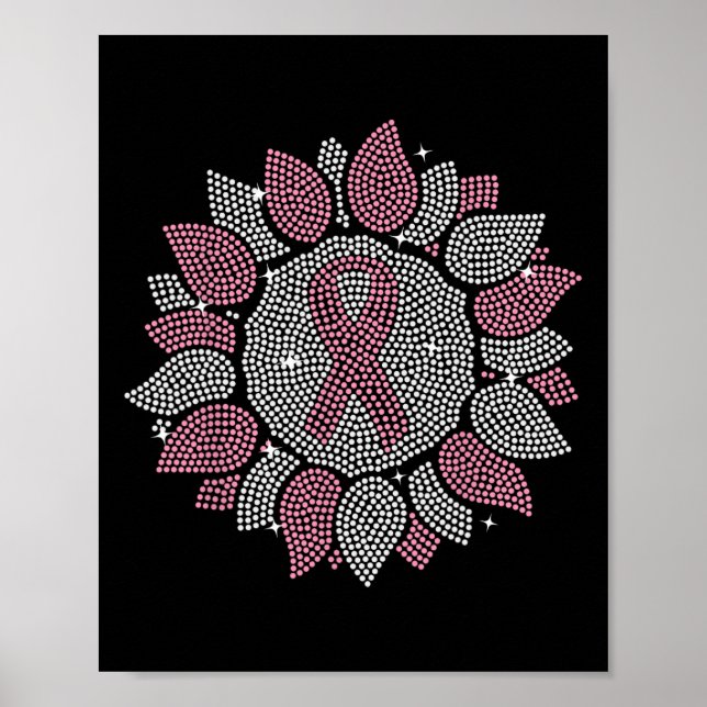 Poster Bling Sunflower Pink Friso Awarenes para Canceres  (Frente)