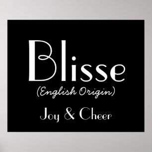 Póster Blisse English Origine Com Significado Em Black I