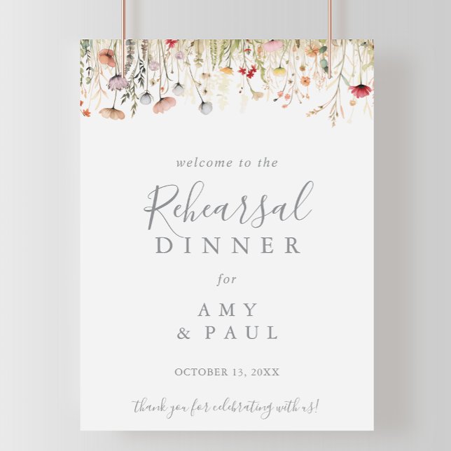 Poster Blissful Boho Wildflower Rehearsal Dinner Welcome  (Criador carregado)