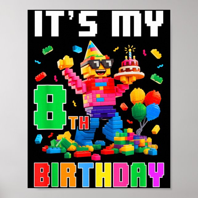 Poster Bloco de Construção do 8º Oitavo Aniversário Menin (Frente)