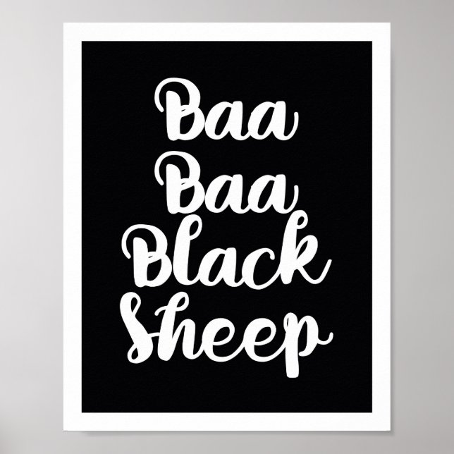 Poster Bloco de Cores Ovino Preto Baa Baa (Frente)