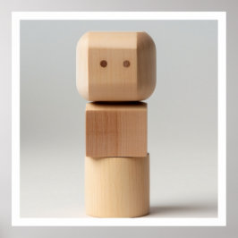 Poster Bloco de madeira com face entalhada