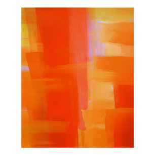 Póster Blocos Abstratos de Laranja e Dourado Radiante