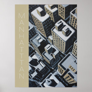Poster Blocos da Silhueta de Manhattan