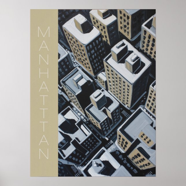 Poster Blocos da Silhueta de Manhattan (Frente)