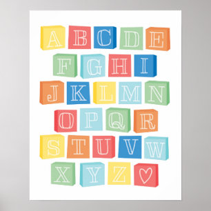 Póster Blocos de Alfabeto Arte Moderna Infantil