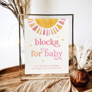 Poster Blocos de Chuvinho para Festa de Bebê para Bebê Si