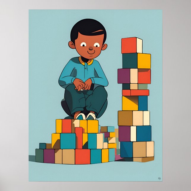 Poster Blocos de Construção - Brinquedos para Crianças (Frente)