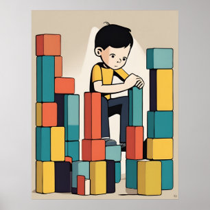 Poster Blocos de Construção - Brinquedos para Crianças