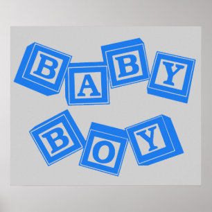 Poster Blocos de Cubo de Alfabeto de Madeira Baby Blue