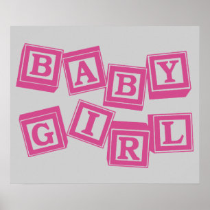 Poster Blocos de Cubo de Alfabeto de Madeira Baby Blue