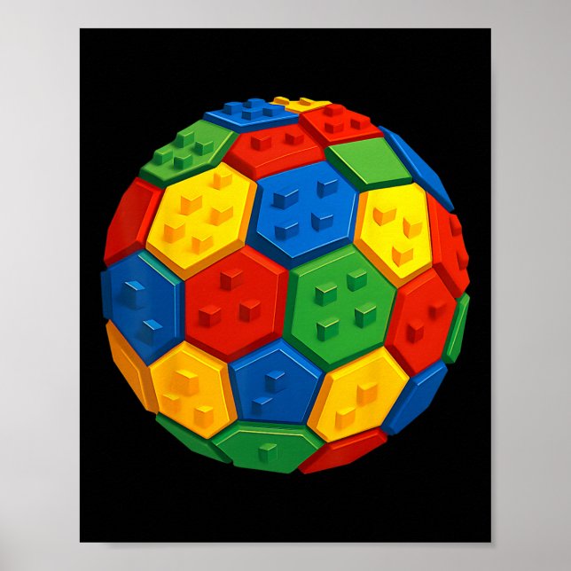 Poster Blocos De Tijolo De Construção Fã De Futebol Const (Frente)