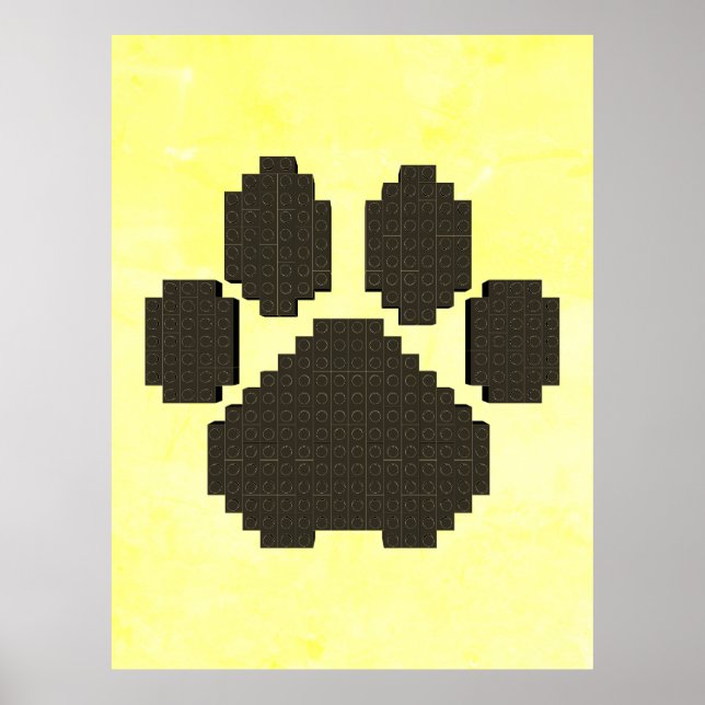 Poster Blocos Edificadores de Pawprint do Cachorro Negro  (Frente)