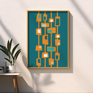 Poster Blocos Funky Atômicos do Meio do Século Moderno