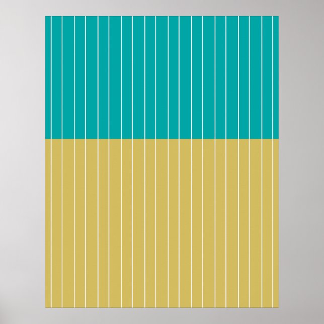 Poster Blocos Geométricos e Linhas Amarelo Azul (Frente)