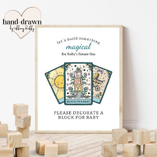 Poster Blocos para Bebê com Tema de Tarot para Quadro