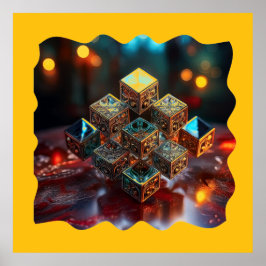 Poster Blocos Pequenos Com Designs Geométricos Empilhados