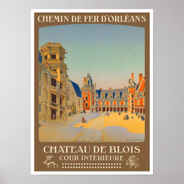 Poster Blois Castle France viagens vintage (Frente)