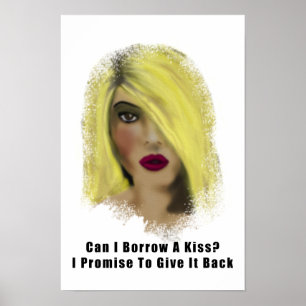 Poster Blona Bombshell Mulher empresta Um Beijo