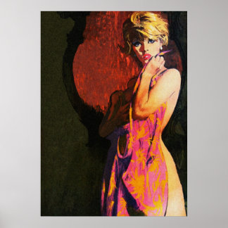 Poster Blonde Girl and Mirror Pulp Cobrir Art.