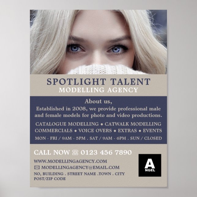 Poster Blonde Model, Modelation Agency, Model Agent (Frente)