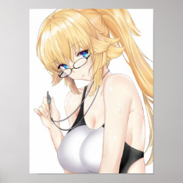 Poster Blonde Waifu com óculos