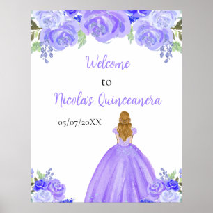 Poster Blondres Princesa Purple Quinceanera Bem-Vindo