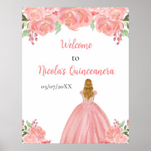 Poster Blondres Princesa Rosa Quinceanera Bem-vinda