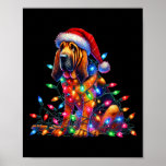 Poster Bloodound Christmas Lights Santa Hog Lover<br><div class="desc">Bloodound Christmas Lights Santa Hog Lover</div>