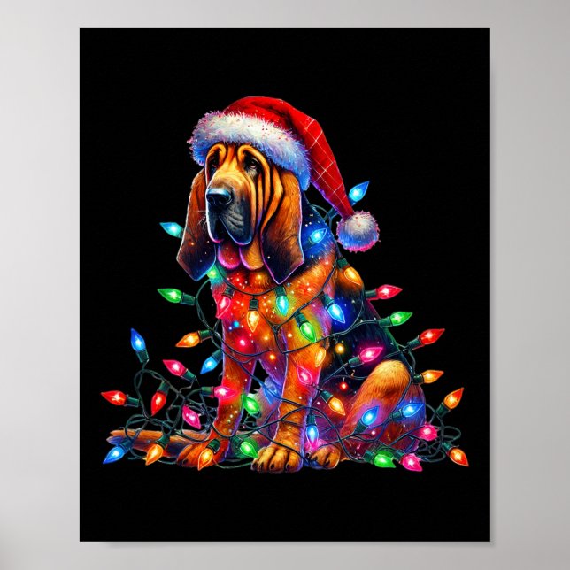 Poster Bloodound Christmas Lights Santa Hog Lover (Frente)