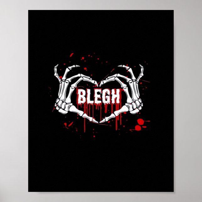 Poster Bloody Bredown, Skeleton Heart Mãos Emo, Metalc (Frente)