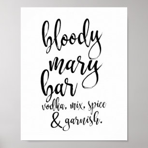 Poster Bloody Mary Bar Black and White - Sinal de casamen