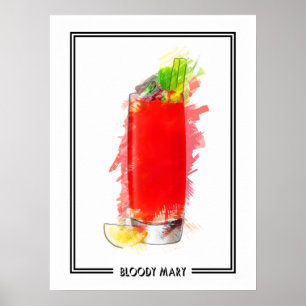 Poster Bloody Mary Cocktail Marker Sketch