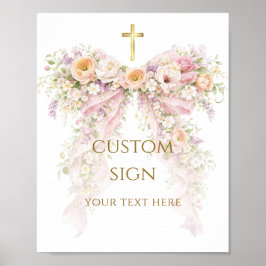 Poster Bloom Floral Bow Girl Baptism