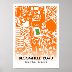 Poster Bloomfield Road Stadium em Blackpool, Inglaterra