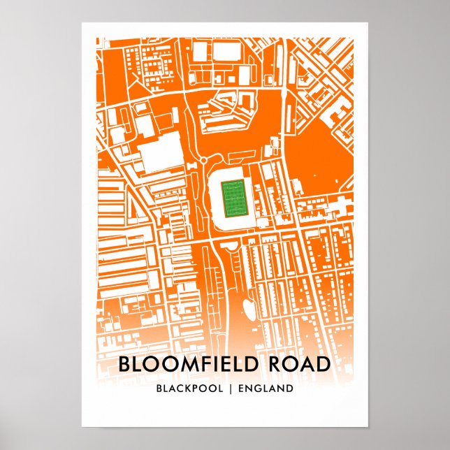 Poster Bloomfield Road Stadium em Blackpool, Inglaterra (Frente)