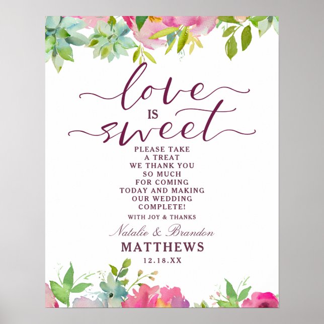 Poster Blooming Chic Love é um doce sinal de casamento (Frente)