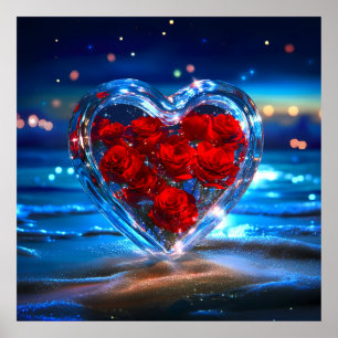 Poster Blooming Floral Heart Crystal