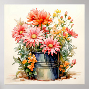 Poster Blooming Freshly Picated Daisies