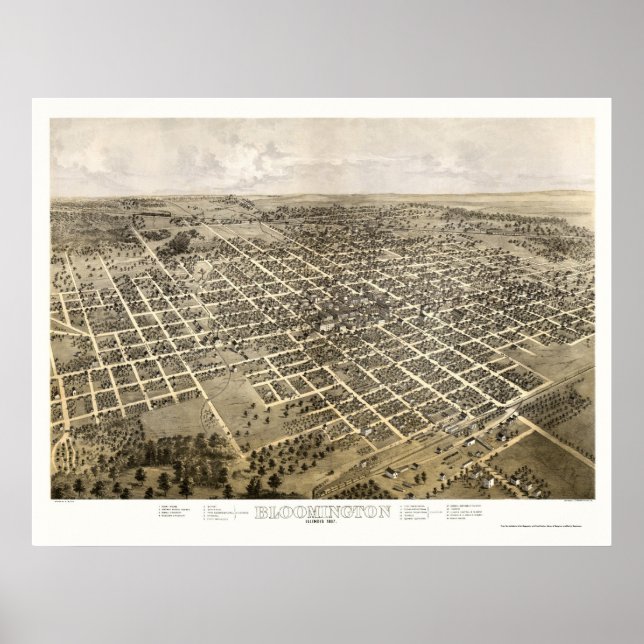 Poster Bloomington, IL Panorâmica - 1867 (Frente)
