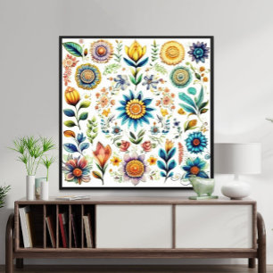 Poster Blooms de flores coloridas de beleza